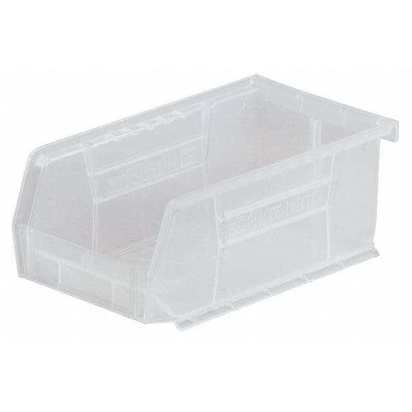 Hang & Stack Storage Bin, Clear, Plastic, 7 3/8 in L x 4 1/8 in W x 3 in H, 10 lb Load Capacity