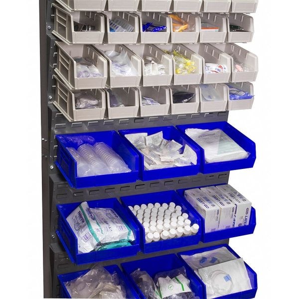Hang & Stack Storage Bin, Blue, Plastic, 10 7/8 in L x 11 in W x 5 in H, 50 lb Load Capacity