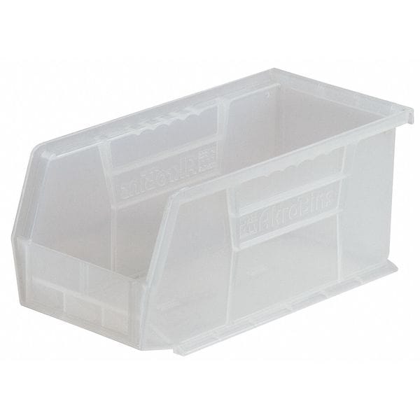 Hang & Stack Storage Bin, Clear, Plastic, 18 in L x 8 1/4 in W x 9 in H, 60 lb Load Capacity