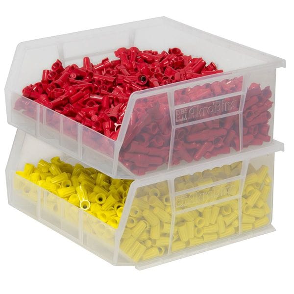 Hang & Stack Storage Bin, Clear, Plastic, 10 7/8 in L x 11 in W x 5 in H, 50 lb Load Capacity