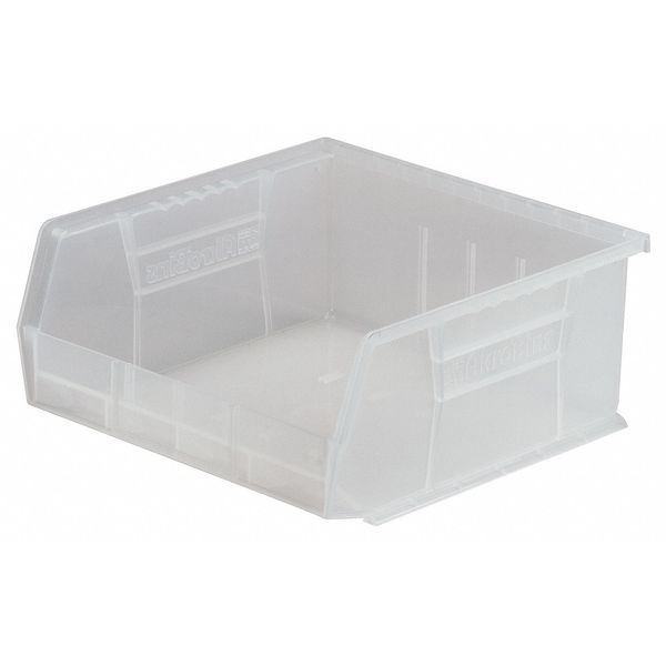 Hang & Stack Storage Bin, Clear, Plastic, 14 3/4 in L x 16 1/2 in W x 7 in H, 75 lb Load Capacity