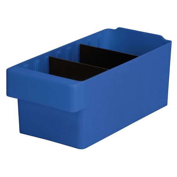 Drawer Storage Bin, Blue, Plastic, 5 5/8 in W x 4 5/8 in H, 20 lb Load Capacity
