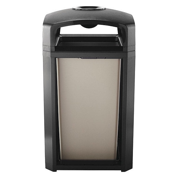 50 gal Square Trash Can, Black, 26 in Dia, None, polycarbonate