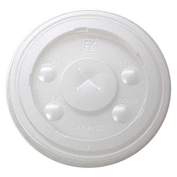 Lid for 16, 20 oz. Cold Cup, Flat, Identification Buttons, Straw Slot, Translucent, Pk1000