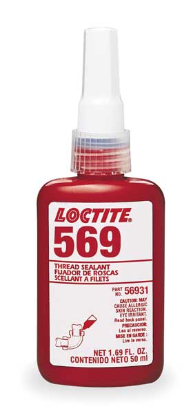 Thread Sealant, Bottle, Low, -65 to 300F Loctite 569