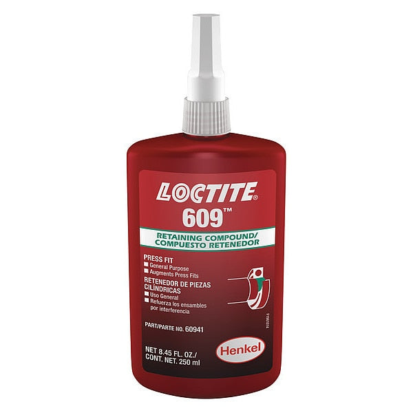 Retaining Compound 609, 8.45 fl oz, 250 ml, Bottle, Green