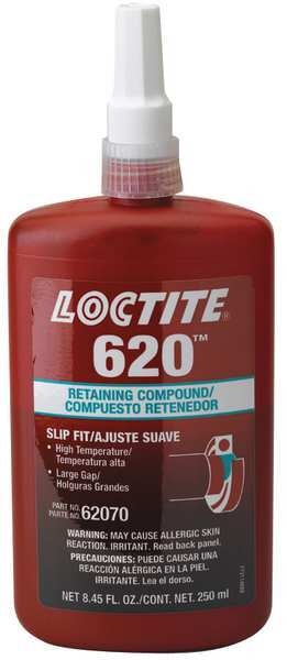 Retaining Compound, 620 Series, Green, Liquid, High-Temperature Resistant, 250 mL Bottle