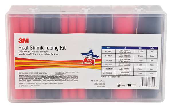 Heat Shrink Tubing Kit, Red, Black, 42 Pc