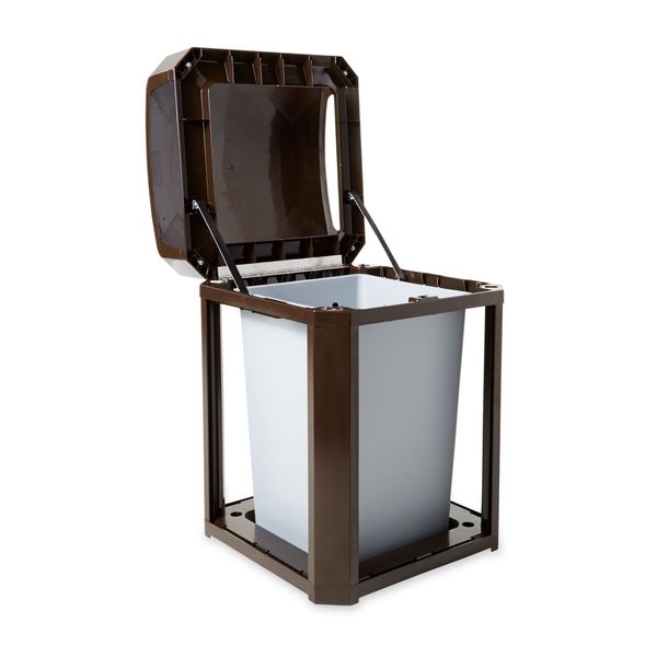 35 gal Square Trash Can, Sable, 26 in Dia, None, Polycarbonate Body/Polycarbonate And ABS Extrusion