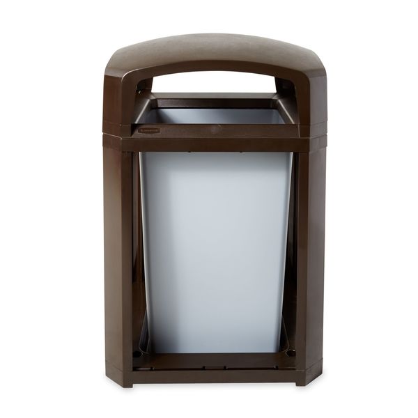 35 gal Square Trash Can, Sable, 26 in Dia, None, Polycarbonate Body/Polycarbonate And ABS Extrusion