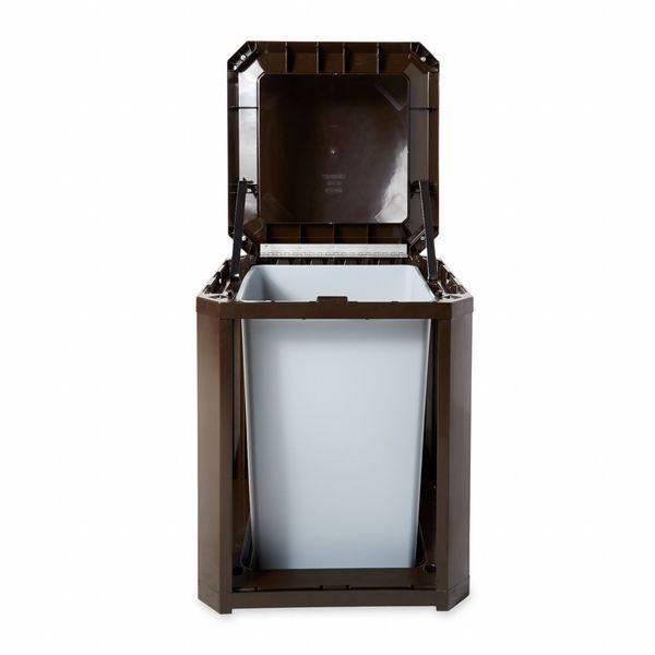 35 gal Square Trash Can, Sable, 26 in Dia, None, Polycarbonate Body/Polycarbonate And ABS Extrusion