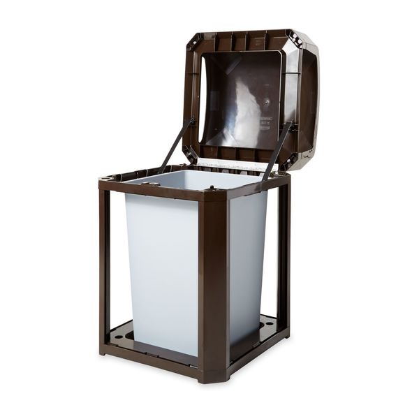 35 gal Square Trash Can, Sable, 26 in Dia, None, Polycarbonate Body/Polycarbonate And ABS Extrusion