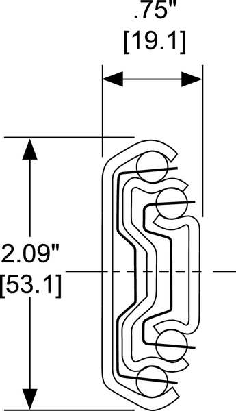 Drawer Slide, Side/Hard Mount, Over Travel, Conv., PK2, 1/2