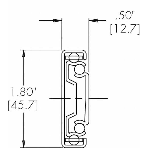 Drawer Slide, Side/Bracket Mount, Full, Soft Close, PK2, 1/2
