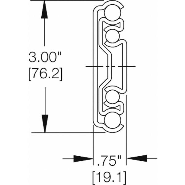 Drawer Slide, Side, Flat/Bracket Mount, Soft Close, PK2, 1/2
