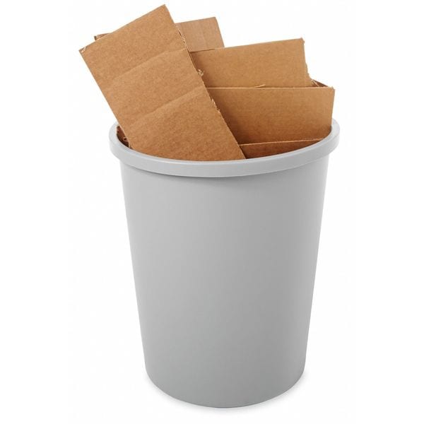 11 gal Round Trash Can, Gray, 15 3/4 in Dia, None, LLDPE