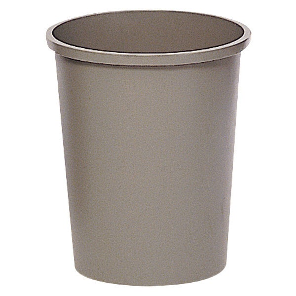 11 gal Round Trash Can, Gray, 15 3/4 in Dia, None, LLDPE