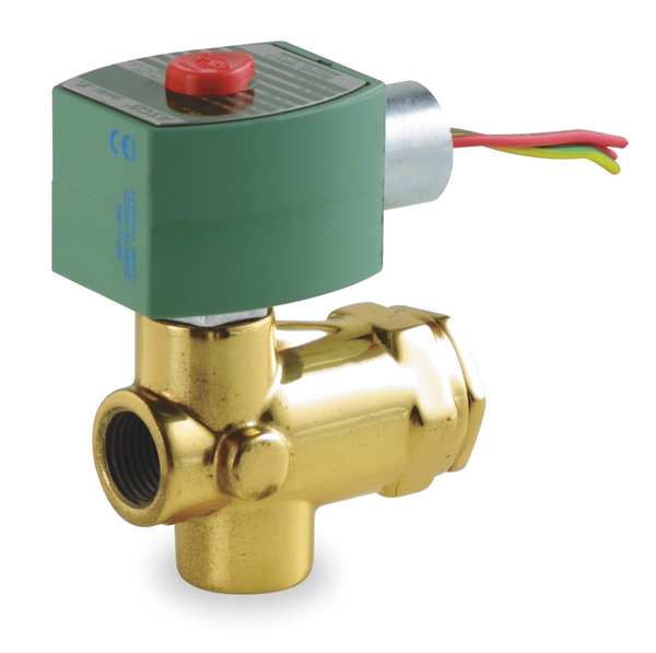 120V AC Brass Solenoid Valve, Normally Closed, 3/4 in Pipe Size