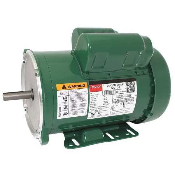 Auger Drive Motor, Capacitor-Start, 1 1/2 HP, 115/230V AC, 1,725 Nameplate RPM, 56Y Frame