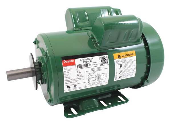 High Torque Farm Duty Motor, Capacitor-Start/Run, 2 HP, 115/230V AC, 1,725 Nameplate RPM, 56HZ Frame