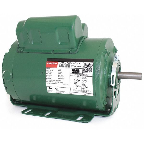 Agricultural Fan Motor, Capacitor-Start/Run, 1 HP, 115/230V AC, 1,725 Nameplate RPM, 56H Frame