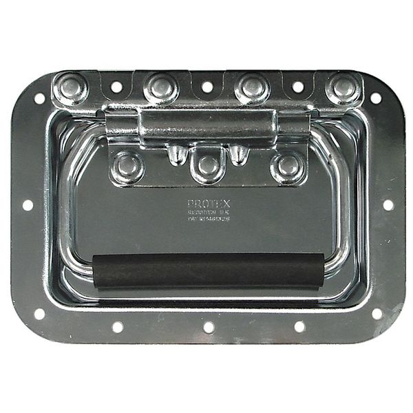 Load Rated Fold Pull Handle, Steel, Polished Zinc, Unthr. Holes