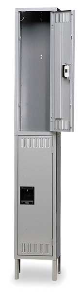 Wardrobe Locker, 15 in W, 18 in D, 78 in H, (1) Wide, (2) Openings, Gray