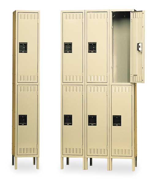 Wardrobe Locker, 12 in W, 18 in D, 78 in H, (1) Wide, (2) Openings, Gray