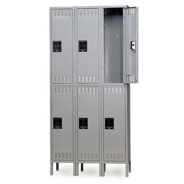 Wardrobe Locker, 36 in W, 18 in D, 78 in H, (2) Tier, (3) Wide, Gray