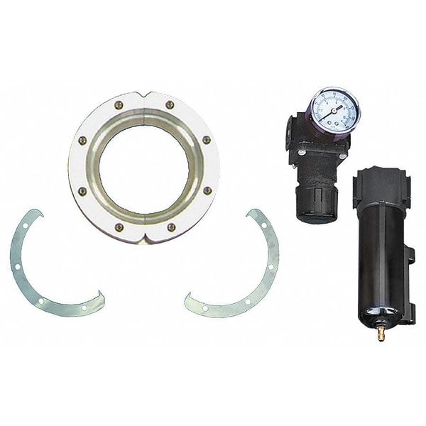 Air Wipe Kit, 1/4 In NPT, 4 In Dia., Alum