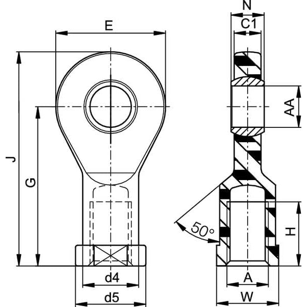 Female Rod End, #10-32, RH