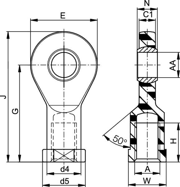 Female Rod End, 1/2-20, LH