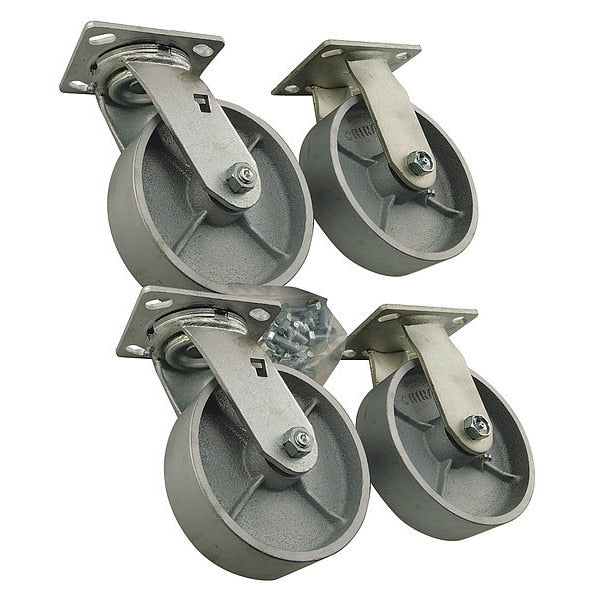 Plate Caster Kit, Steel, 6 in., 900 lb., PK4