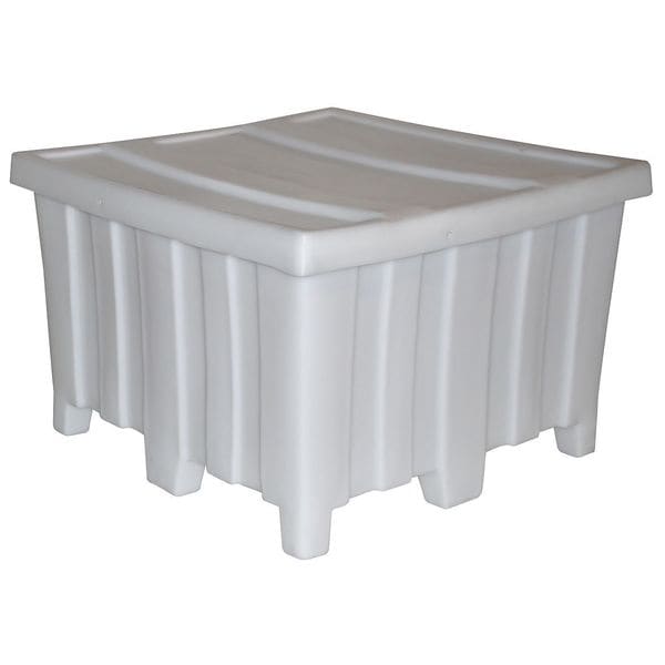 White Bulk Container, Plastic, 23 cu ft Volume Capacity