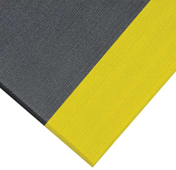 Antifatigue Runner, Black/Yellow, 30 ft. L x 3 ft. W, PVC Closed Cell Foam, 5/8