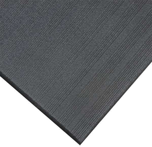Antifatigue Runner, Black, 30 ft. L x 3 ft. W, PVC Closed Cell Foam, Corrugated Surface Pattern