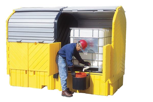 Covered Twin IBC Containment Unit, 535 gal Spill Capacity, Polyethylene