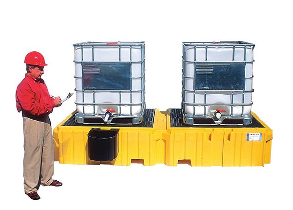 Covered Twin IBC Containment Unit, 535 gal Spill Capacity, Polyethylene