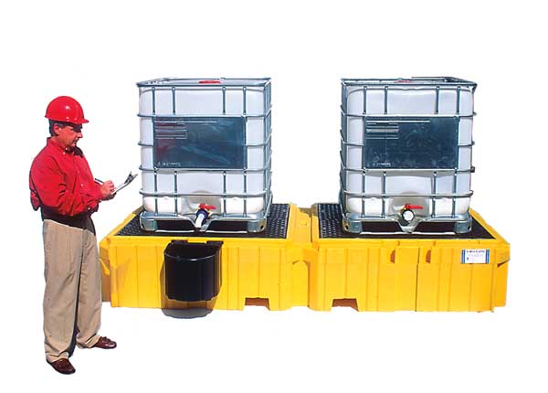 Twin IBC Containment Unit, 535 gal Spill Capacity, 8000 lb., Polyethylene