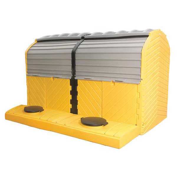 Covered Twin IBC Containment Unit, 280 gal Spill Capacity, Polyethylene