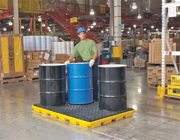 Drum Spill Containment Deck, 66 gal Spill Capacity, 6 Drum, 9000 lb., Polyethylene