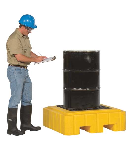 Drum Spill Containment Pallet Plus, 62 gal Spill Capacity, 1 Drum, 800 lb., Polyethylene