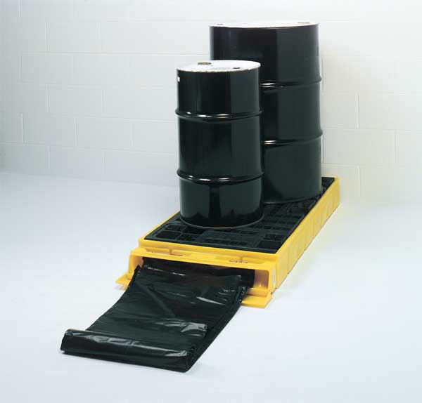 Drum Spill Containment Pallet, 88 gal Spill Capacity, 2 Drum, 3000 lb., Polyethylene