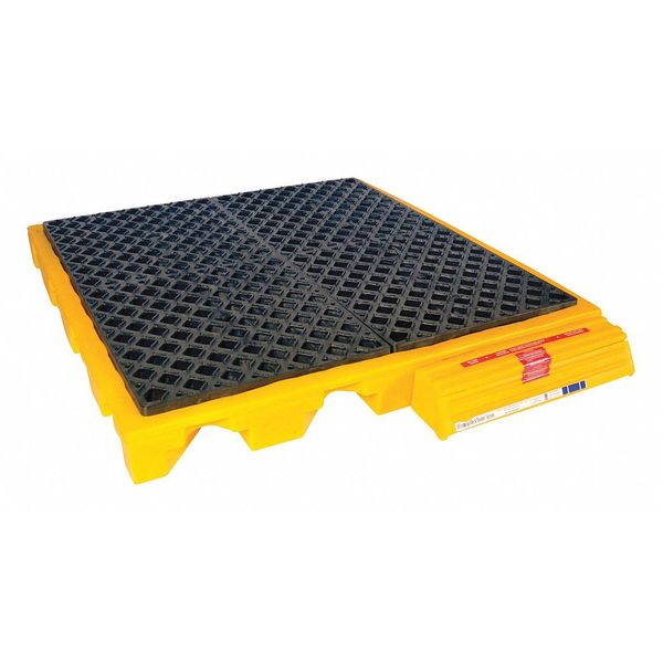 Drum Spill Containment Pallet, 110 gal Spill Capacity, 4 Drum, 6000 lb., Polyethylene