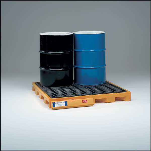 Drum Spill Containment Pallet, 77 gal Spill Capacity, 1 Drum, 1500 lb, Polyethylene