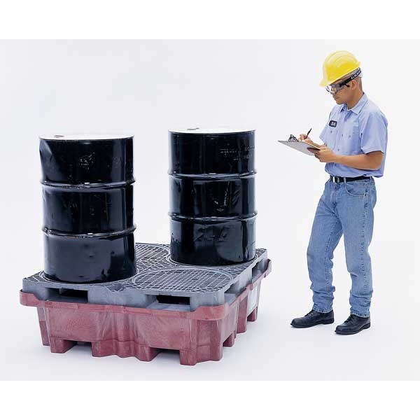 Drum Spill Containment Pallet, 85 gal Spill Capacity, 4 Drum, 6500 lb, Polyethylene