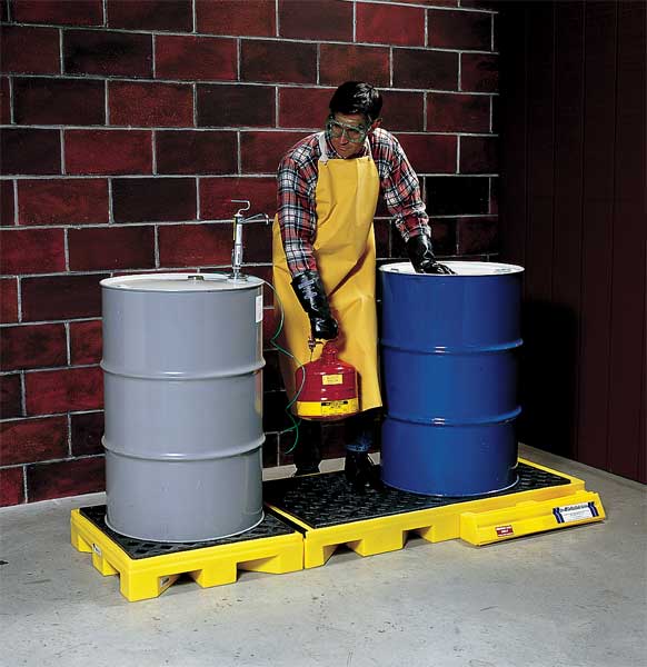 Drum Spill Containment Pallet, 99 gal Spill Capacity, 3 Drum, 4500 lb, Polyethylene