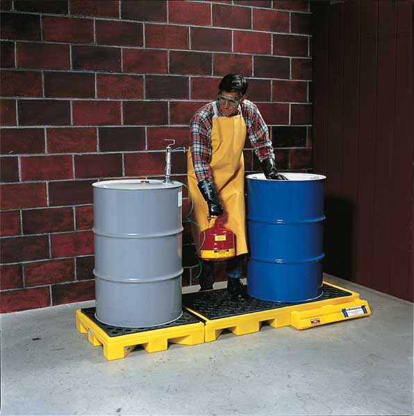 Drum Spill Containment Pallet, 121 gal Spill Capacity, 5 Drum, 7500 lb, Polyethylene