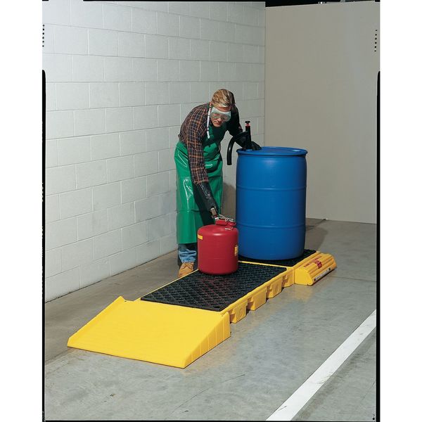 Drum Spill Containment Pallet, 99 gal Spill Capacity, 3 Drum, 4500 lb, Polyethylene