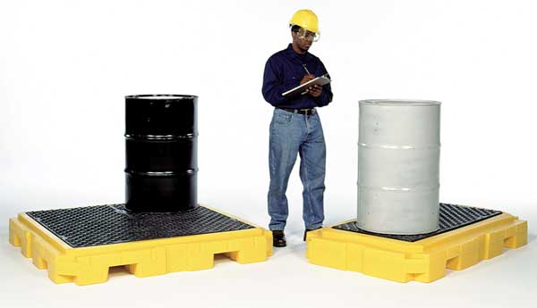 Drum Spill Containment Pallet, 75 gal Spill Capacity, 4 Drum, 9000 lb., Polyethylene